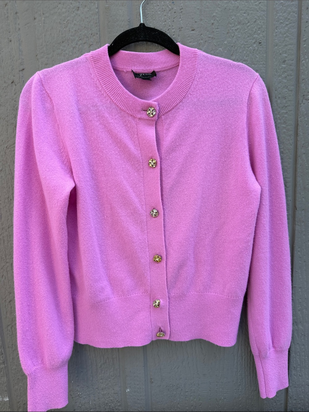 J. Crew 100% Cashmere Pink Crewneck Cardigan Sweater Size: S